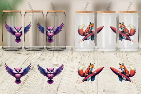 Glass Can Retro Space Creatures Sublimation artnoy 
