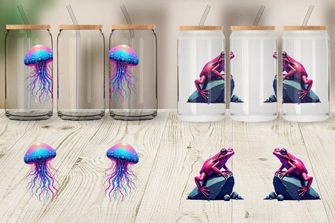 Glass Can Retro Space Creatures Sublimation artnoy 