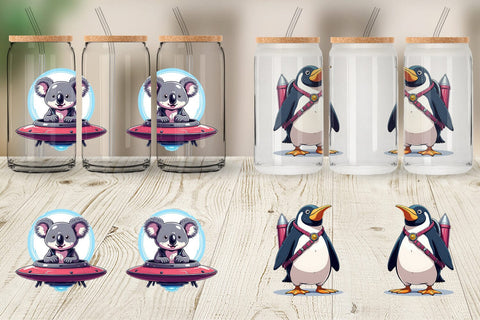 Glass Can Retro Space Creatures Sublimation artnoy 