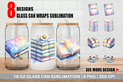 Glass Can Retro Teacher Books Sublimation artnoy 