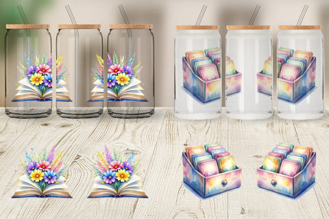 Glass Can Retro Teacher Books Sublimation artnoy 