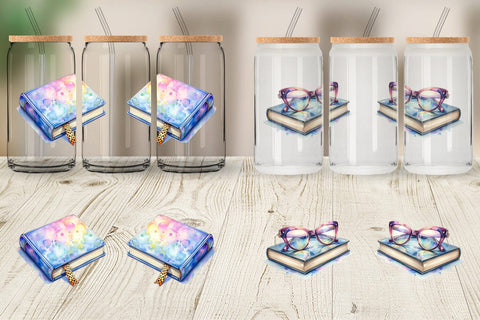 Glass Can Retro Teacher Books Sublimation artnoy 