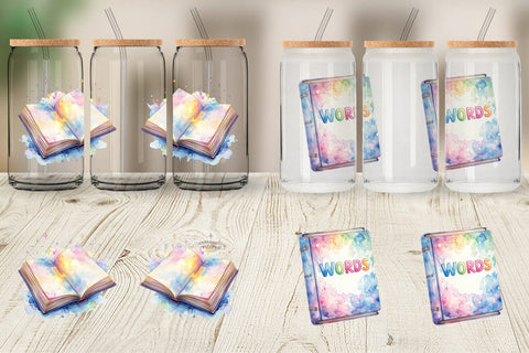 Glass Can Retro Teacher Books Sublimation artnoy 