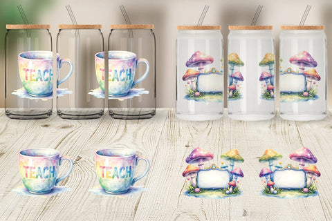 Glass Can Retro Teacher Design Sublimation artnoy 