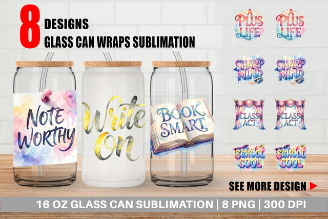 Glass Can Retro Teacher Quotes Sublimation artnoy 
