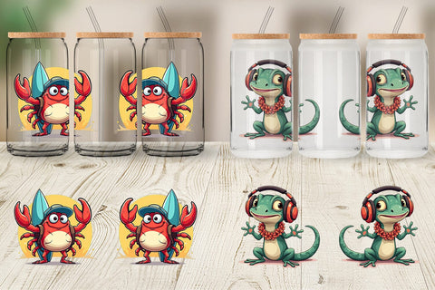 Glass Can Retro Tropic Quirks Sublimation artnoy 