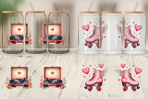 Glass Can Retro Valentine's Sweetheart Cafe Sublimation artnoy 