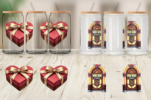 Glass Can Retro Valentine's Sweetheart Cafe Sublimation artnoy 