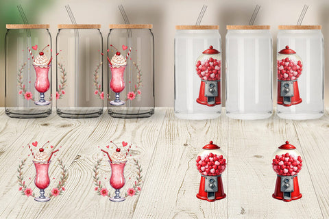 Glass Can Retro Valentine's Sweetheart Cafe Sublimation artnoy 