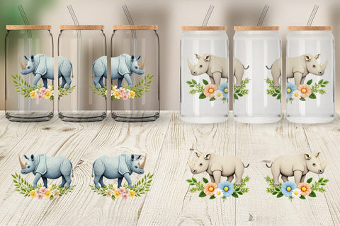 Glass Can Rhino Embroidery Sublimation artnoy 