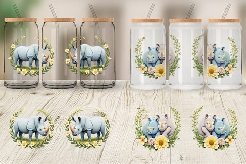 Glass Can Rhino Embroidery Sublimation artnoy 