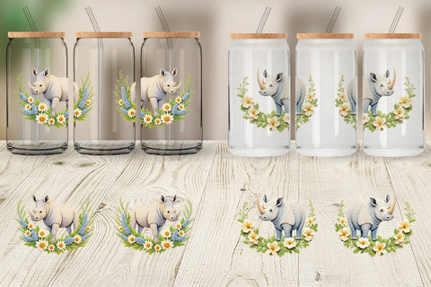 Glass Can Rhino Embroidery Sublimation artnoy 