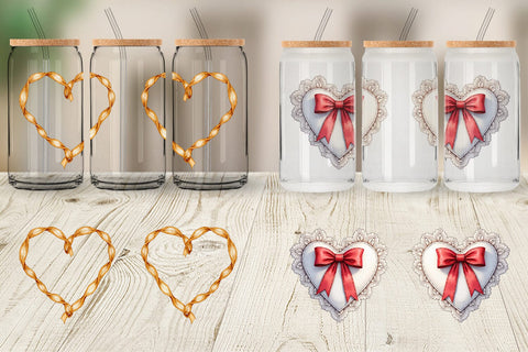 Glass Can Ribbon Heart Wreaths Sublimation artnoy 