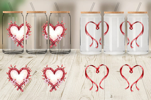 Glass Can Ribbon Heart Wreaths Sublimation artnoy 