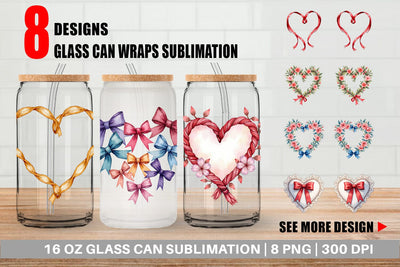 Glass Can Ribbon Heart Wreaths Sublimation artnoy 