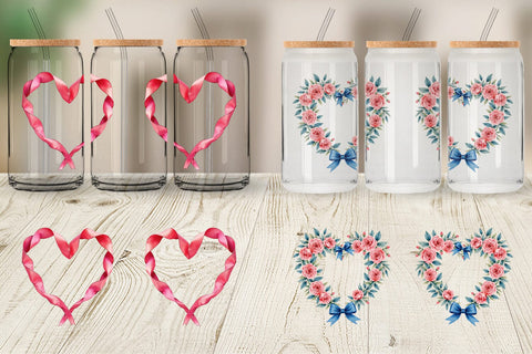 Glass Can Ribbon Heart Wreaths Sublimation artnoy 