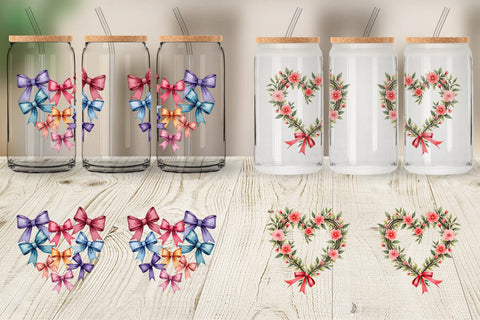 Glass Can Ribbon Heart Wreaths Sublimation artnoy 