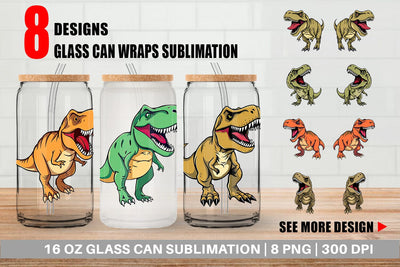Glass Can Roaring Dinosaur Sublimation artnoy 