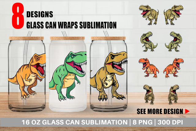 Glass Can Roaring Dinosaur Sublimation artnoy 