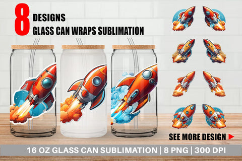 Glass Can Rocket illustration Sublimation artnoy 