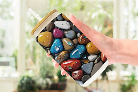 Glass Can Rocks with Water Drops Sublimation artnoy 