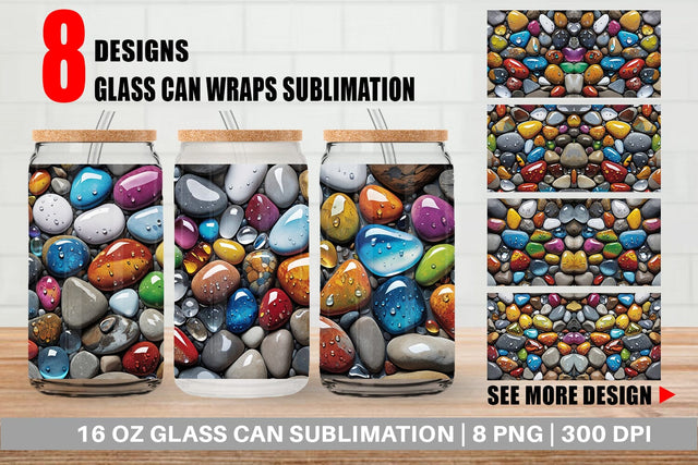 Glass Can Rocks with Water Drops Sublimation artnoy 
