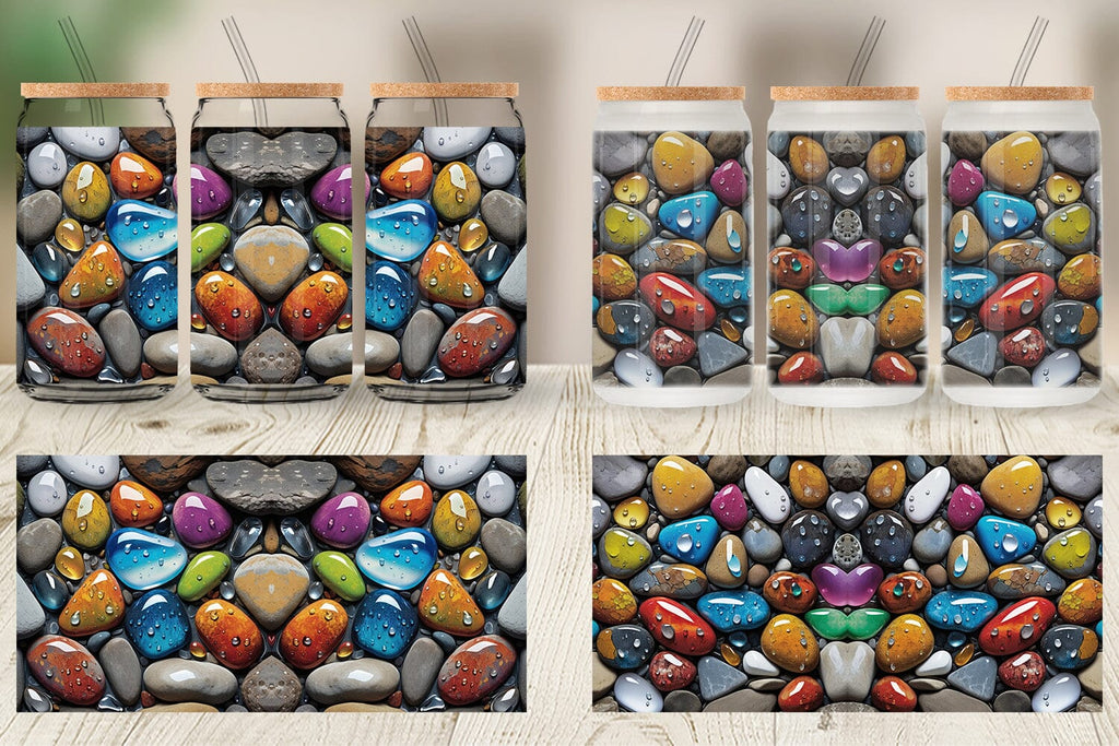 Glass Can Rocks with Water Drops - So Fontsy
