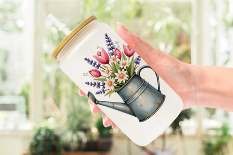 Glass Can Romantic Blooms Vintage Floral Valentine Sublimation artnoy 