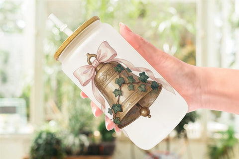 Glass Can Romantic Victorian Holiday Watercolor Sublimation artnoy 