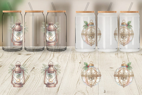 Glass Can Romantic Victorian Holiday Watercolor Sublimation artnoy 