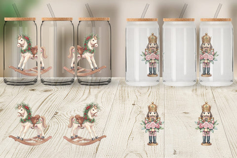 Glass Can Romantic Victorian Holiday Watercolor Sublimation artnoy 