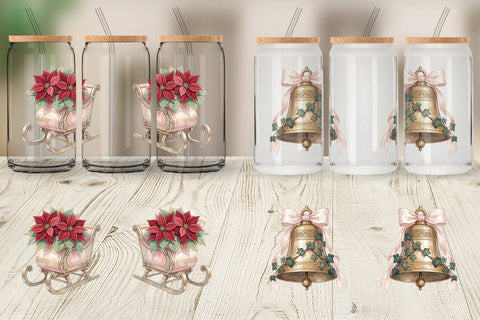 Glass Can Romantic Victorian Holiday Watercolor Sublimation artnoy 