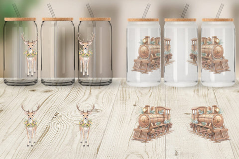 Glass Can Romantic Victorian Holiday Watercolor Sublimation artnoy 