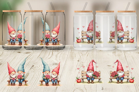 Glass Can Rose Bouquet Gnome Sublimation artnoy 