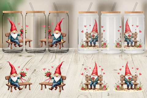 Glass Can Rose Bouquet Gnome Sublimation artnoy 