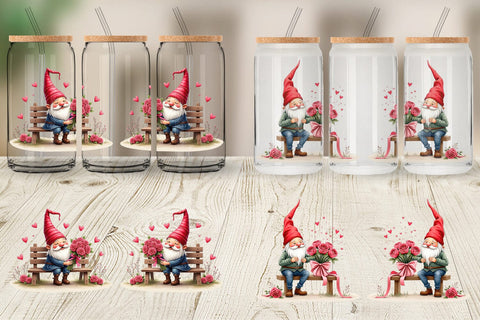 Glass Can Rose Bouquet Gnome Sublimation artnoy 