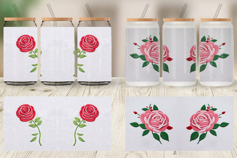 Glass Can Rose Embroidery Sublimation artnoy 