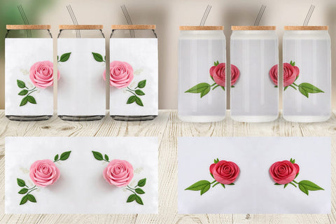 Glass Can Rose Embroidery Sublimation artnoy 