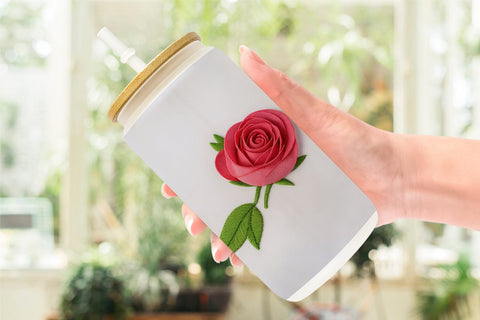 Glass Can Rose Embroidery Sublimation artnoy 