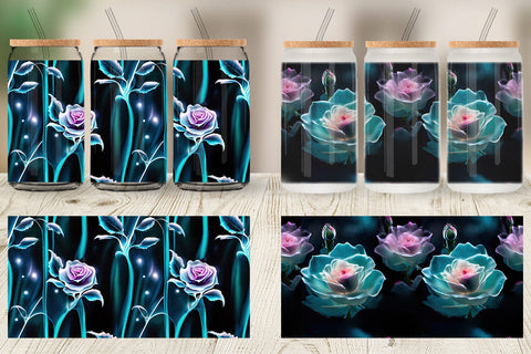 Glass Can Rose Glass Pattern Sublimation artnoy 