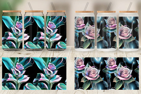 Glass Can Rose Glass Pattern Sublimation artnoy 