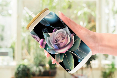 Glass Can Rose Glass Pattern Sublimation artnoy 