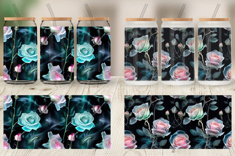 Glass Can Rose Glass Pattern Sublimation artnoy 