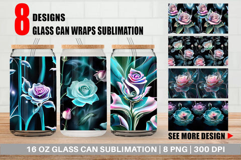 Glass Can Rose Glass Pattern Sublimation artnoy 