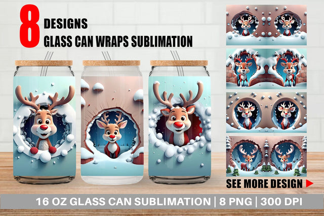 Glass Can Rudolph Sublimation artnoy 