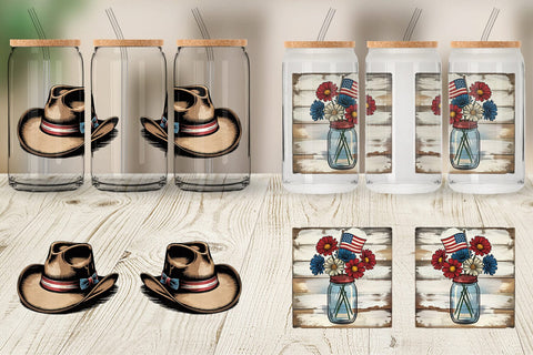 Glass Can Rustic 4th of July Sublimation artnoy 