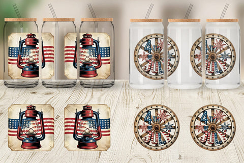Glass Can Rustic 4th of July Sublimation artnoy 