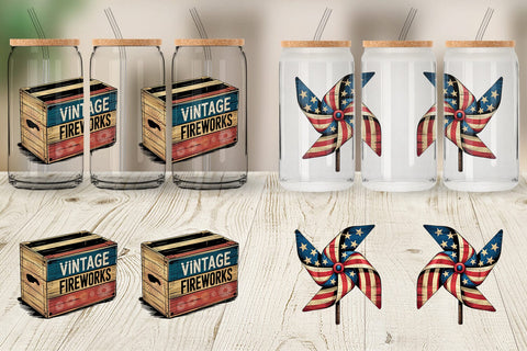 Glass Can Rustic 4th of July Sublimation artnoy 