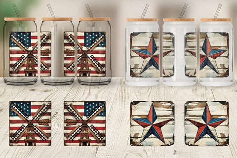 Glass Can Rustic 4th of July Sublimation artnoy 