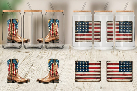 Glass Can Rustic 4th of July Sublimation artnoy 